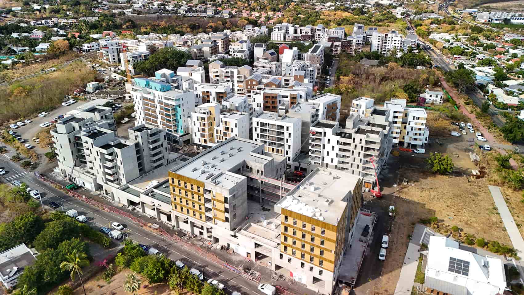 Vue de haut du chantier du programme immobilier Kanopée